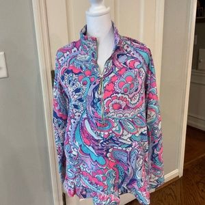 Lilly Pulitzer cotton popover, quarter zip size Small